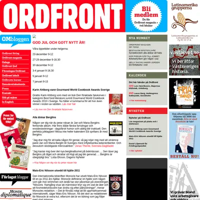 OM, Ordfront magasin startsida 2011