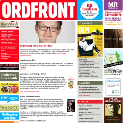 OM, Ordfront magasin startsida 2013