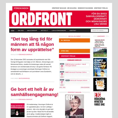 OM, Ordfront magasin startsida 2014