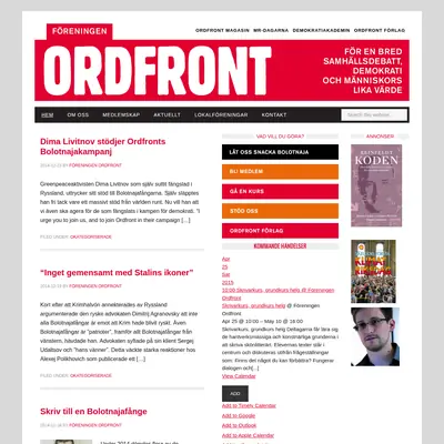 OM, Ordfront magasin startsida 2015