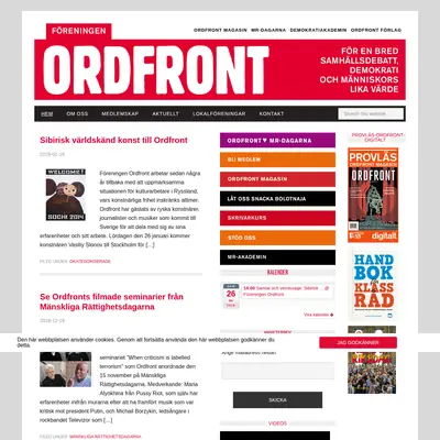 OM, Ordfront magasin startsida 2019