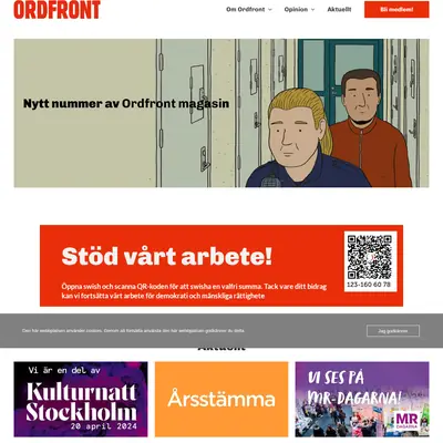 OM, Ordfront magasin startsida 2024