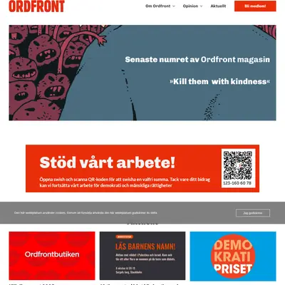 OM, Ordfront magasin startsida 2025