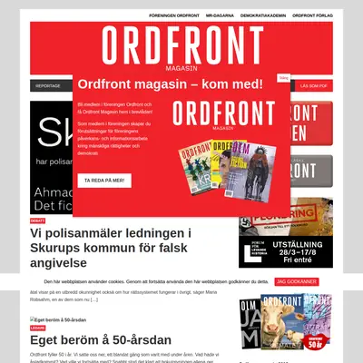 https://ordfrontmagasin.se startsida 2019