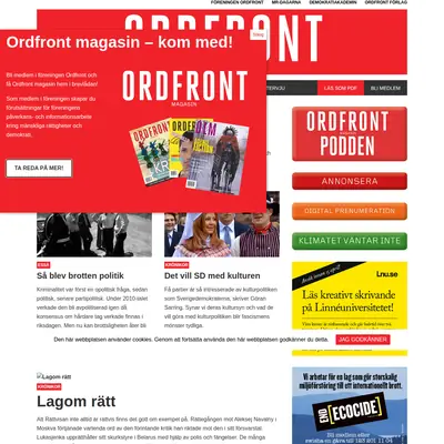 https://ordfrontmagasin.se startsida 2021