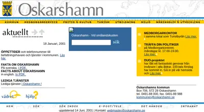 Mera Oskarshamn startsida 2001
