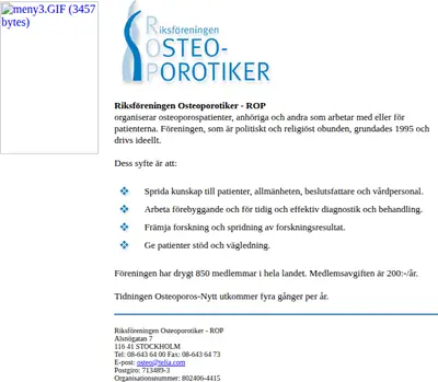 OsteoporosNytt startsida 2000