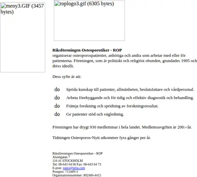 OsteoporosNytt startsida 2002