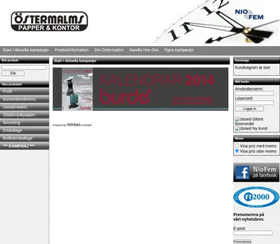 Papper & Kontor startsida 2011