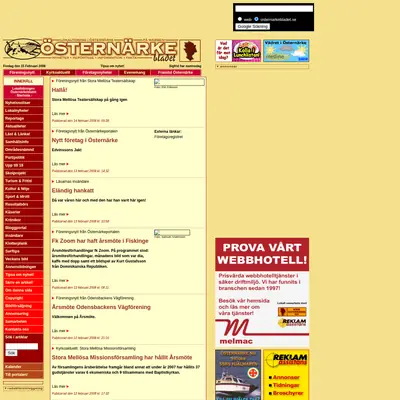 ÖSTERNÄRKEBLADET startsida 2008