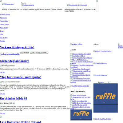 Östgötatidningen Mjölby startsida 2007
