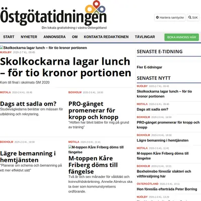 Östgötatidningen Mjölby startsida 2020