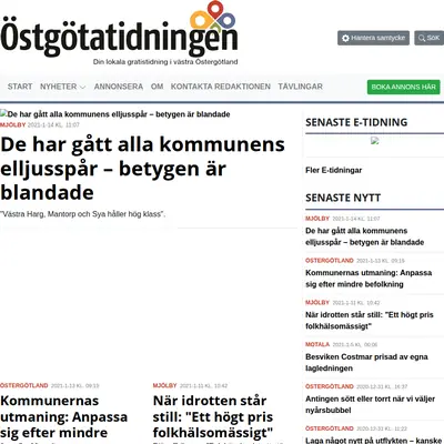 Östgötatidningen Mjölby startsida 2021