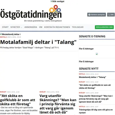 Östgötatidningen Mjölby startsida 2022