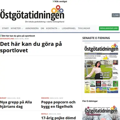 Östgötatidningen Mjölby startsida 2024