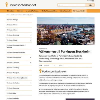 Parkinson Stockholm länsinfo. startsida 2026