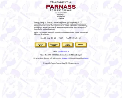 PARNASS startsida 1996