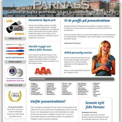 PARNASS startsida 2009