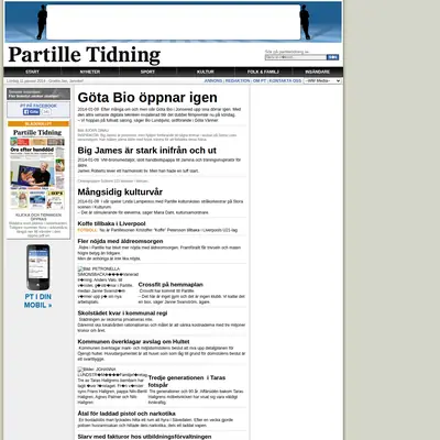 Partille Tidning startsida 2014