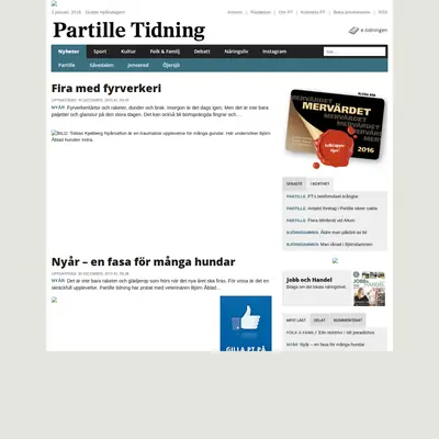 Partille Tidning startsida 2016