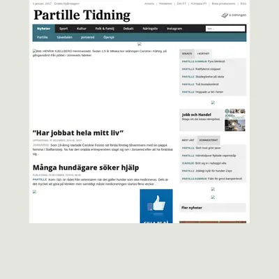 Partille Tidning startsida 2017