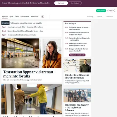 Partille Tidning startsida 2022
