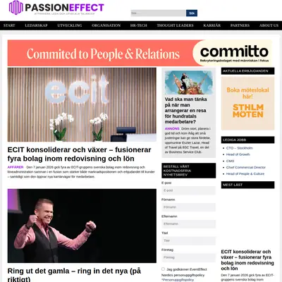 Passioneffect.se startsida 2026