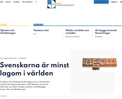 Svensk Pastoraltidskrift startsida 2023
