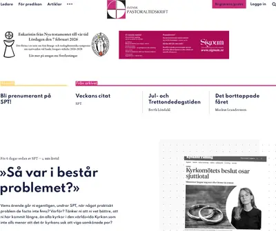 Svensk Pastoraltidskrift startsida 2026