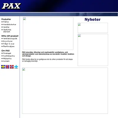 Pax startsida 2009