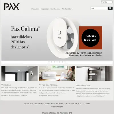 Pax startsida 2018