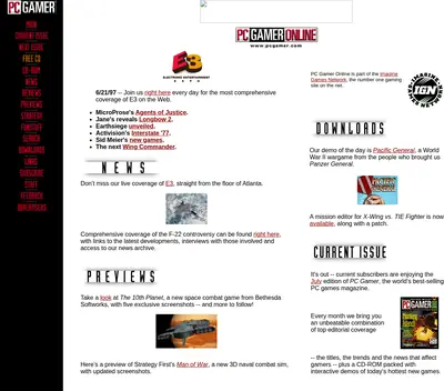 PC Gamer startsida 1997