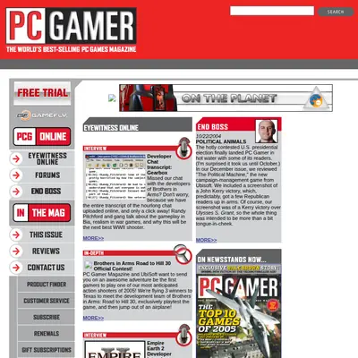 PC Gamer startsida 2005