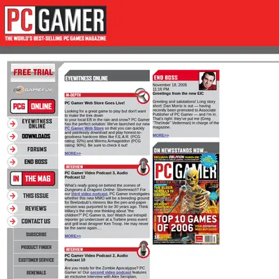 PC Gamer startsida 2006