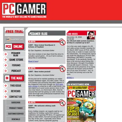 PC Gamer startsida 2007