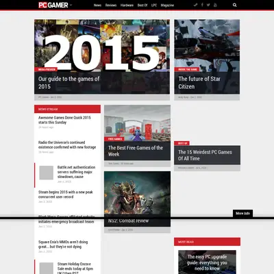 PC Gamer startsida 2015