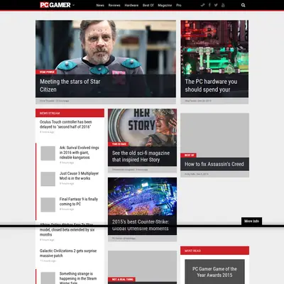 PC Gamer startsida 2016