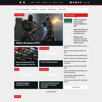 PC Gamer startsida 2017
