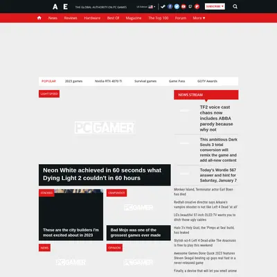 PC Gamer startsida 2023