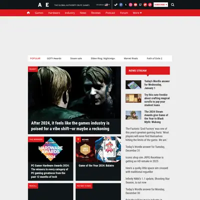 PC Gamer startsida 2025