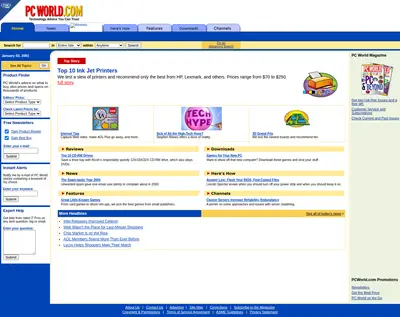 PC World startsida 2001
