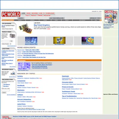 PC World startsida 2004