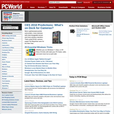 PC World startsida 2010
