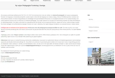 Pedagogisk Forskning i Sverige startsida 2018