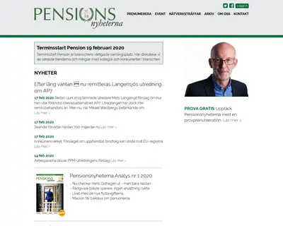 www.pensionsnyheterna.se startsida 2020