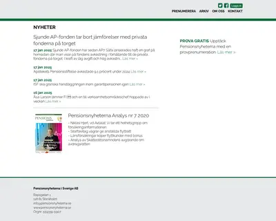www.pensionsnyheterna.se startsida 2025