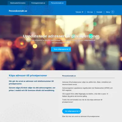 Personkontakt.se startsida 2025