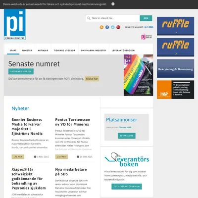 PHARMA INDUSTRY startsida 2015
