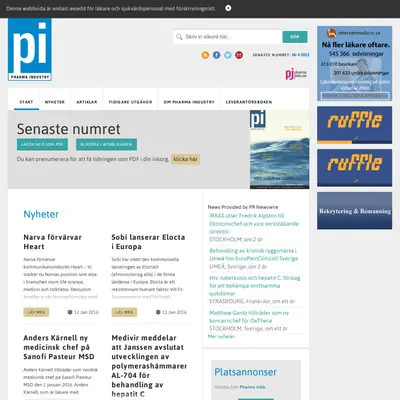 PHARMA INDUSTRY startsida 2016