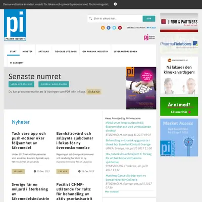 PHARMA INDUSTRY startsida 2018